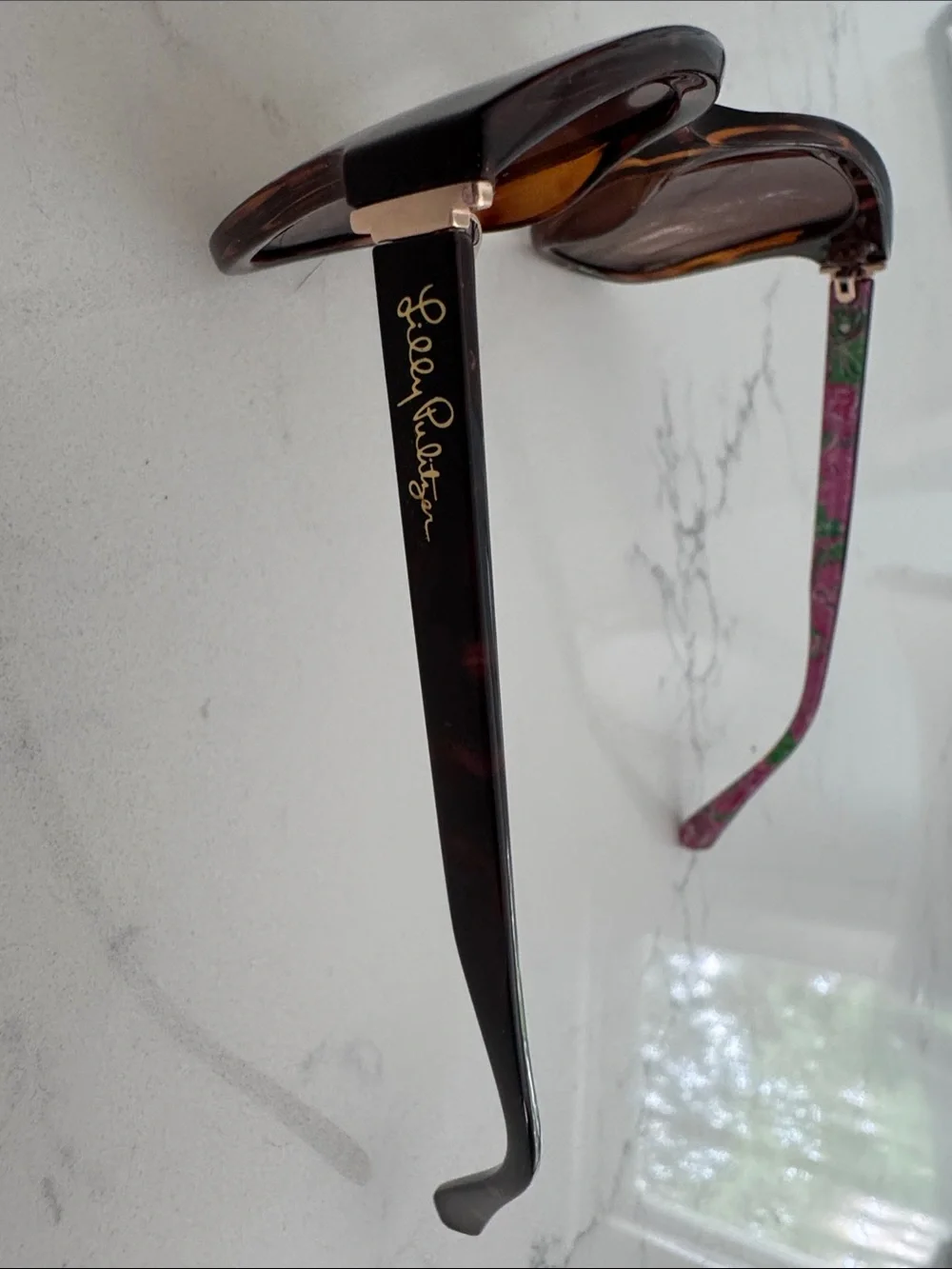 Lilly Pulitzer Tortoise Frame Sunglasses with Gold Mirrored Polarized Lenses